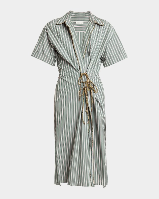 Delicky Striped Wrap Shirtdress